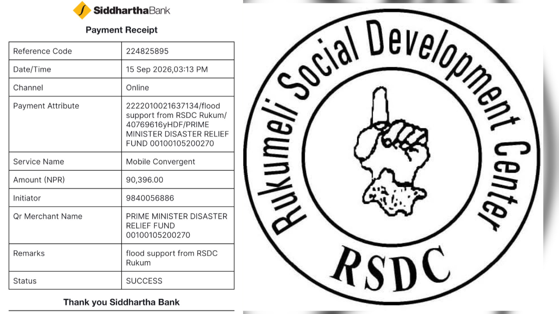 भोटेकोशी बाढी : पीडितका लागि रुकुमेली समाज विकास केन्द्रको ९० हजार सहयोग